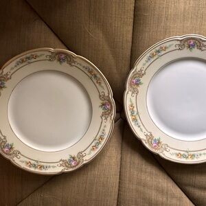 Antique Black Knight Set of 2 24k trim dishes